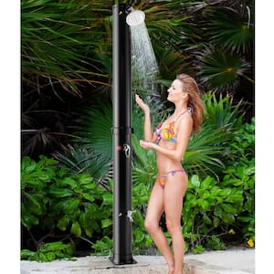 7.2 ft. 10 Gal. Solar Heated Shower with Adjustable Head and Foot Tap Spigot in Black