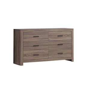 16.25 in. Brown 6-Drawer Wooden Dresser Without Mirror