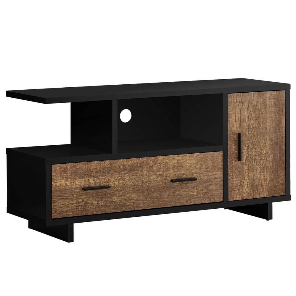 47 in. Brown Particle Board TV Stand with 1-Drawer Fits TVs Up to 47 in. wi