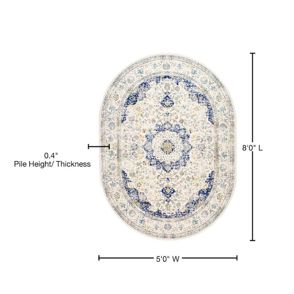 nuLOOM Verona Vintage Persian Blue 5 ft. x 8 ft. Oval Rug