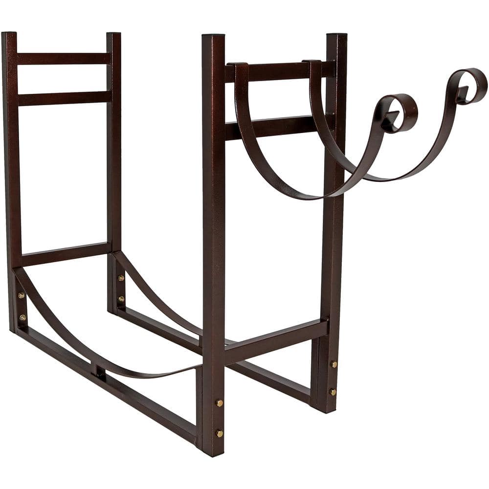 Bronze Steel Indoor/Outdoor Firewood Log Rack with Kindling Holder