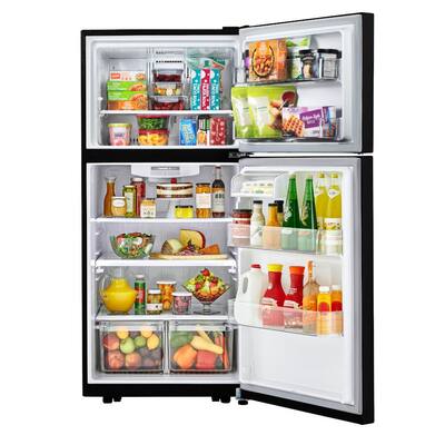 30 in. W. 20 cu. ft. Top Freezer Refrigerator with Multi-Air Flow and Reversible Door in Black, ENERGY STAR