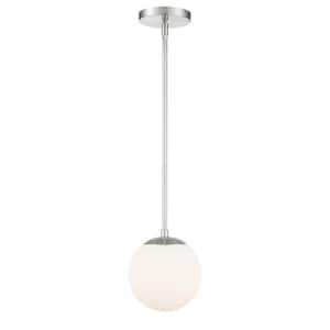 Niveous 7 in. 80-Watt Equivalent Integrated LED Brushed Nickel Pendant with Glass Shade