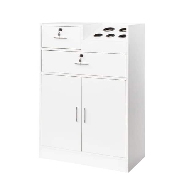 Unbranded White 40 in. Locking Beauty Salon Storage Cabinet Modern Simple Multi-Layer Office and Living Room Storage Cabinet