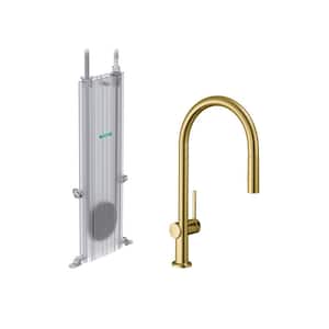 Talis N  Single-Handle Pull Down Sprayer Kitchen Faucet with QuickClean in Brushed Gold Optic