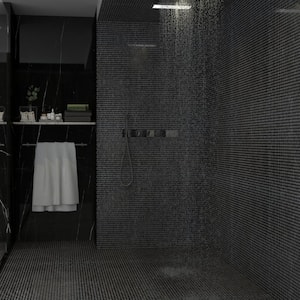 Glimmer Iridescent Black 11.61 in. x 11.73 in. Polished Glass Wall Mosaic Tile (0.94 sq. ft./Each)