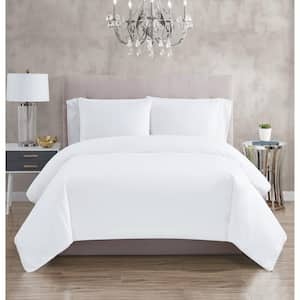 300TC 3-Piece White Cotton Sateen King Duvet Cover Set