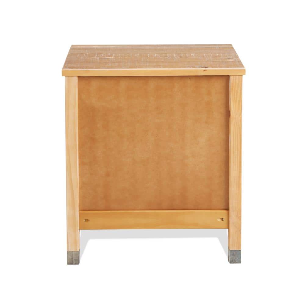 Baja Elegance 2-Drawer Barnwood Nightstand with Steel Accents
