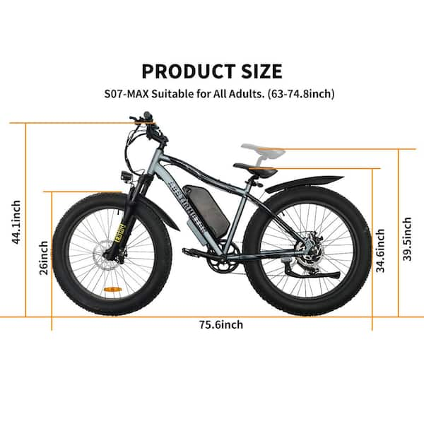 26 in. 750 Watt White Electric Bike Fat Tire P7 48 Volt 13 mAh Adult Removable Lithium Battery