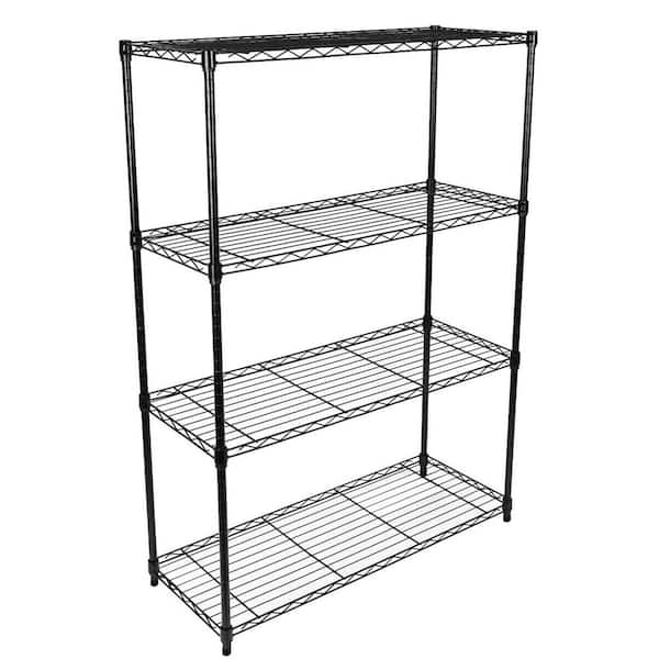Siavonce 4-Shelf Heavy Duty Storage Shelving Unit, Pantry Organizer, Black