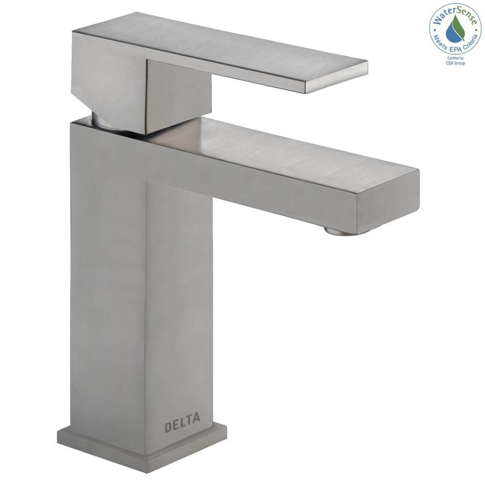 Sleek Modern Single Hole Stainless Steel Bathroom Faucet with Drain Assembly