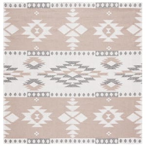 Augustine Taupe/Cream 4 ft. x 4 ft. Ikat Western Square Area Rug