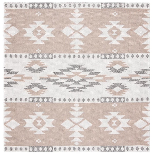 Augustine Taupe/Cream 4 ft. x 4 ft. Ikat Western Square Area Rug