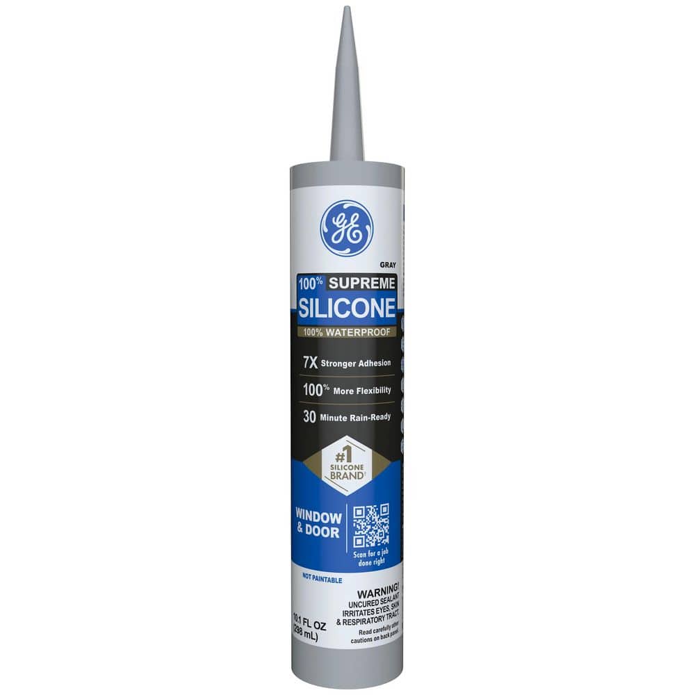 Supreme Silicone Caulk 10.1 oz Window and Door Sealant Gray