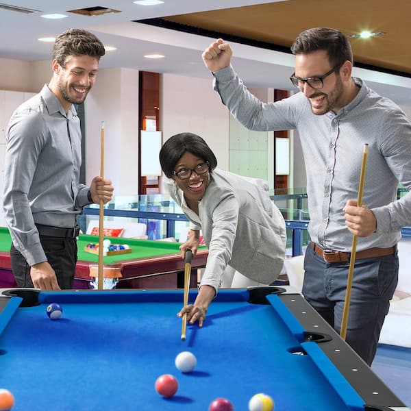 76.5 in. Billiard Table Foldable Pool Table Perfect for Kids and Adults Blue
