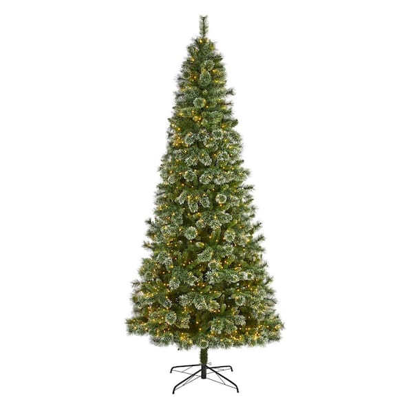 Nearly Natural 9 ft. Pre-Lit Wisconsin Slim Snow Tip Pine Artificial Christmas Tree with 800 Clear LED Lights