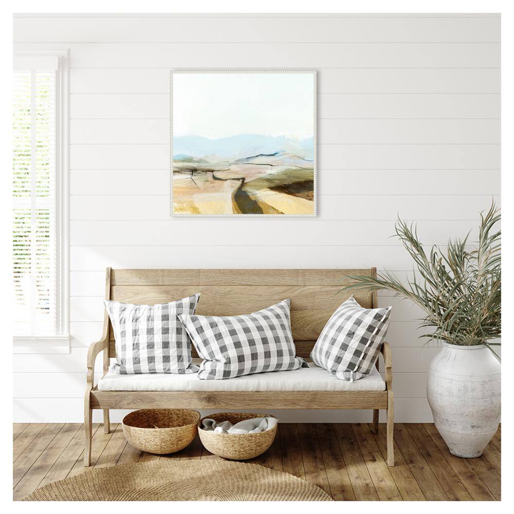 Serene Country View Abstract Canvas Wall Art with Beaded Frame