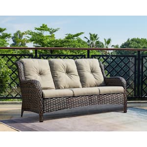 Caroulina Wicker Outdoor Couch with Gray Cushions