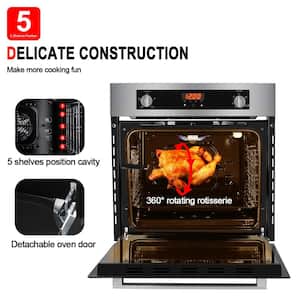 24 in. Built-In Single Natural Gas Wall Oven with Rotisserie, Digital Display in Stainless Steel, CSA Approved
