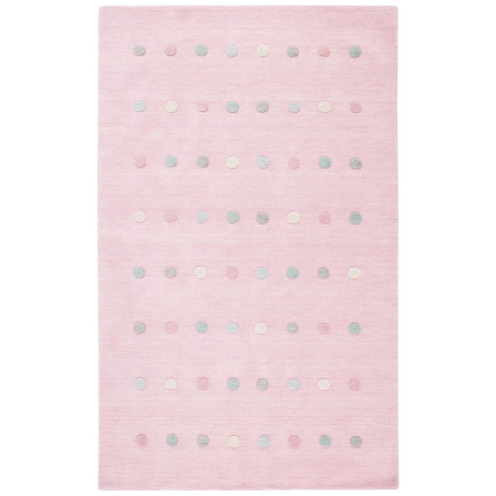SAFAVIEH Kids 5 ft. x 8 ft. Light Pink Polka-Dot Area Rug SFK803U-5 ...