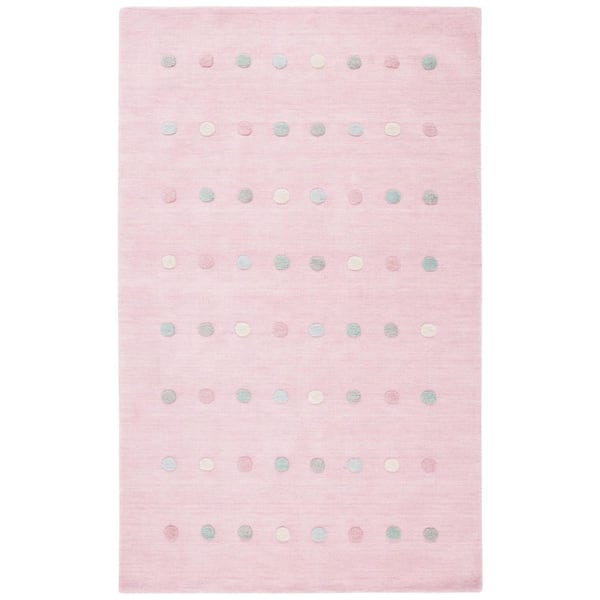 Kids 8 ft. x 10 ft. Light Pink Polka-Dot Area Rug