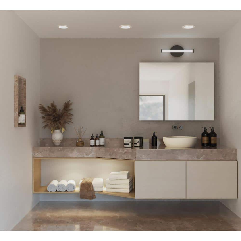 Phase 3 Collection 16 in. Matte Black Small Modern 3CCT Integrated LED 1-Light Linear Vanity Light price history on PriceWatchPro