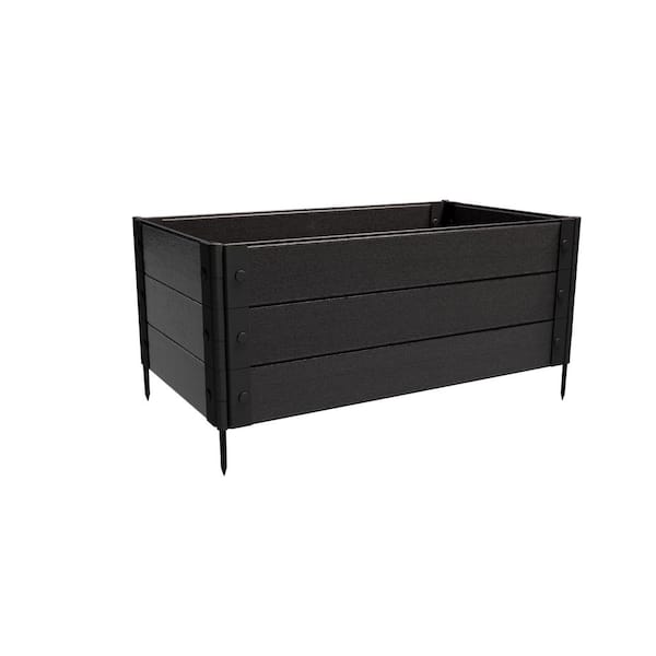 Composite Gardening Rectangle Raised Garden Bed (2 ft. L x 4 ft. W x 18 in. H) Raven (Black) Medium Rooted Plants