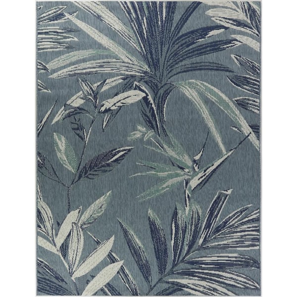 Hampton Bay Blue 2 x 3 Palm Doormat 2 ft. x 3 ft. Area Rug