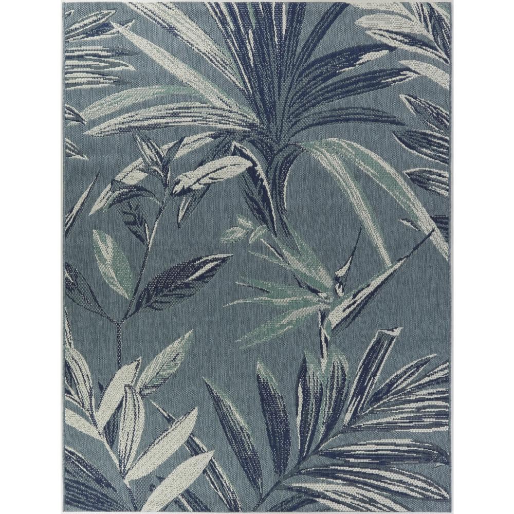 Blue 4 x 6 Palm Leaf Indoor/Outdoor Area Rug price history on PriceWatchPro