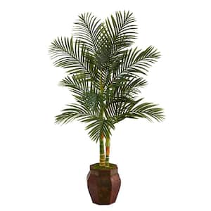 5.5ft. Golden Cane Artificial Palm Tree in Decorative Planter
