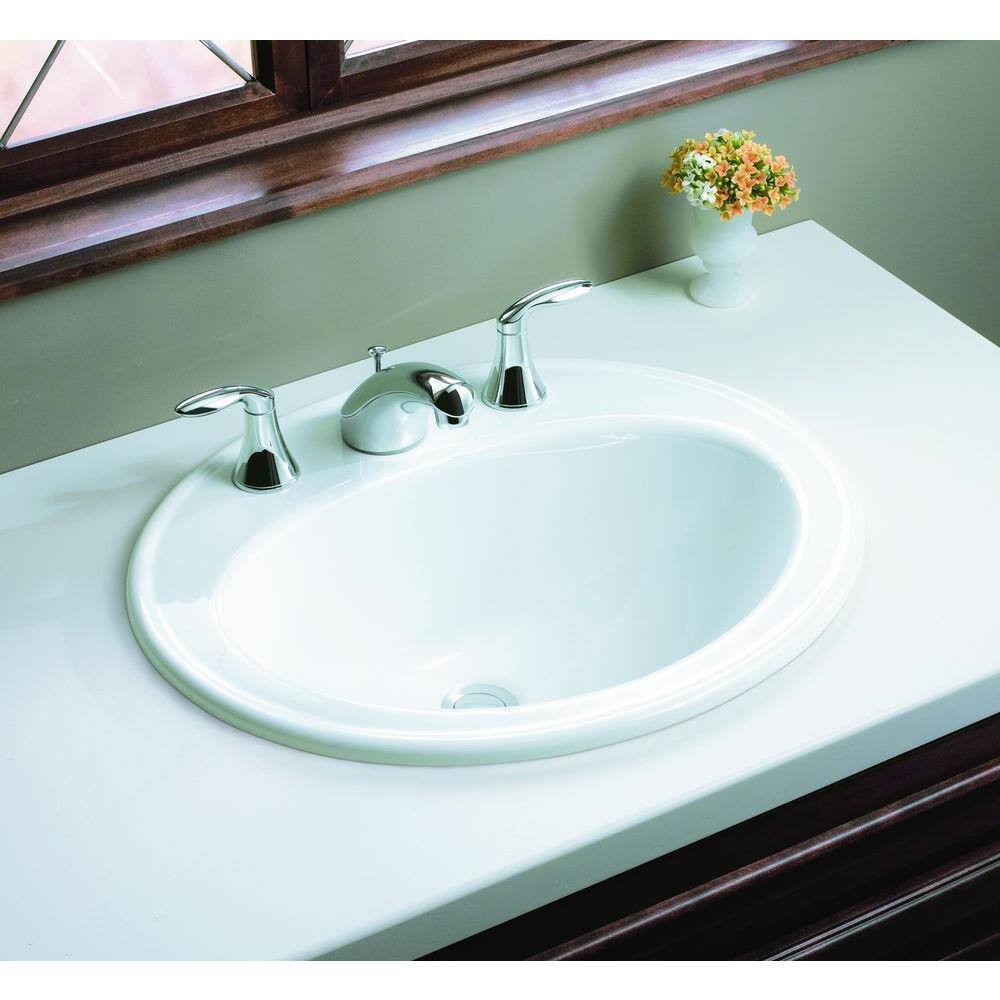 White Ceramic Oval Undermount Bathroom Sink with Overflow