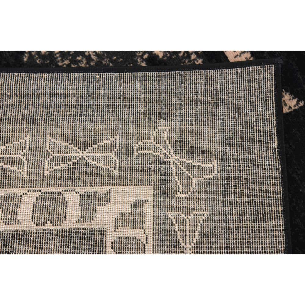 Handmade Black Synthetic 9' x 12' Rectangular Area Rug