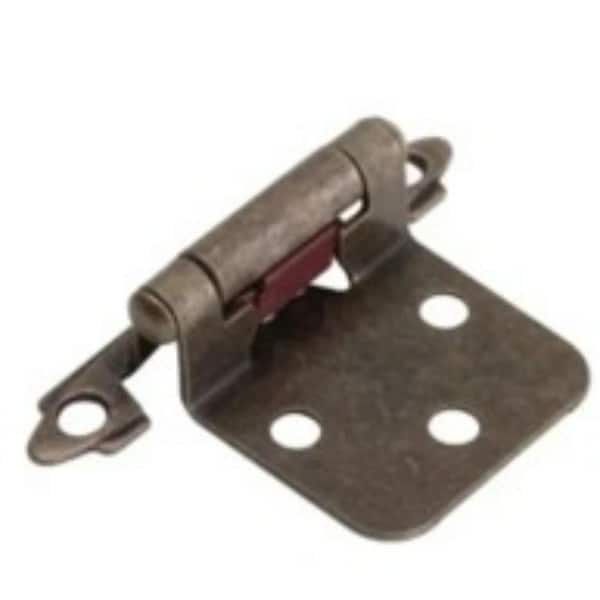 Global Door Controls 1-1/2 in. Partial Overlay Self-Closing Exposed No Radius Cabinet Hinge in Antique Brass - (Set of 50)