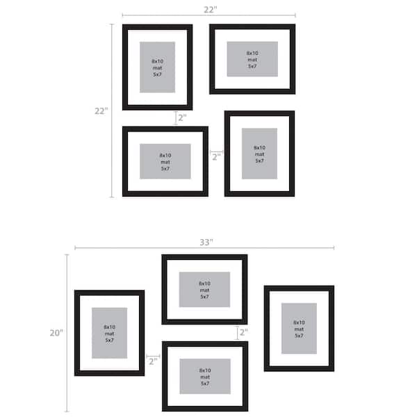 DesignOvation Gallery 16×20 matted to 8×10 Gray Picture Frame Set of 2 –  Monsecta Depot