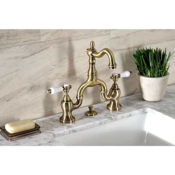 陰山織物謹製 Kingston Brass KS7997BPL Bel-Air Bridge Bathroom Faucet Pop-Up,  Brushed Brass 並行輸入品
