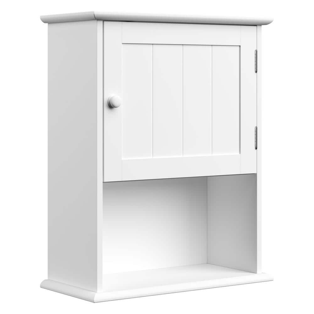 Storage Cabinet with Double Doors – Freestanding Kitchen, Laundry Room, or  Restroom Organizer with Cupboard and Open Shelf by Lavish Home (White)