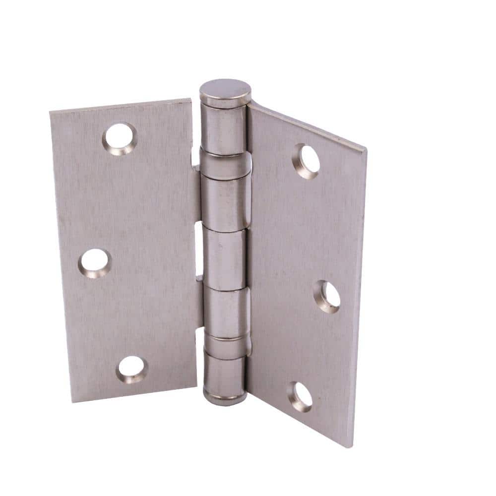 3-1/2 in. Square Radius Satin Nickel Commercial Grade with Ball Bearing Hin