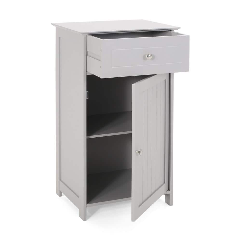 NAT 17 in. W x 13.5 in. D x 30.25 in. H Gray Linen Cabinet with Doors, Draw