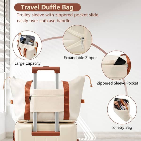 Merax 6-Piece White and Brown Expandable ABS Hardshell Spinner 16