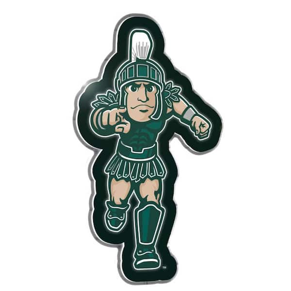 23 in. x 23 in. Michigan State University Green College Mascot Plug-In LED Lighted Plastic Sign