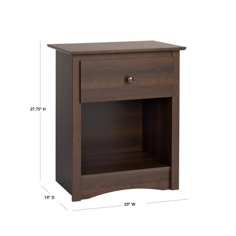 Espresso Fremont Space-Saving Modern Nightstand with Open Shelf