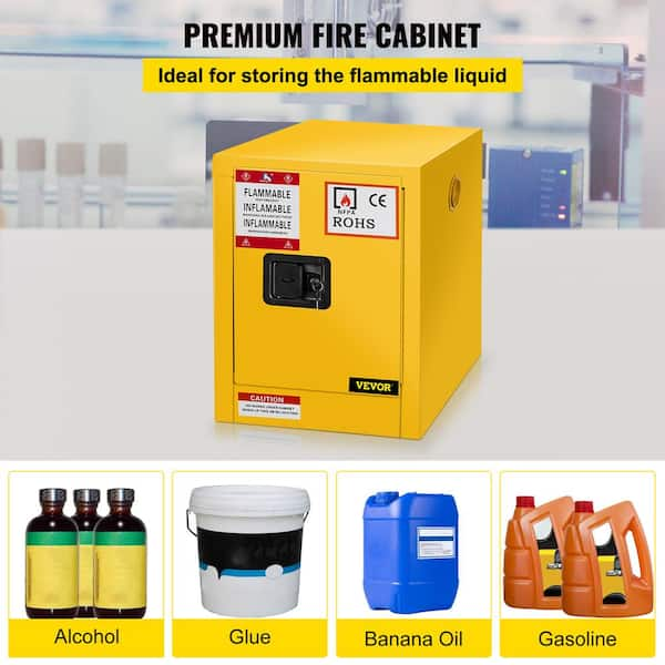 Mini Flammable Storage Cabinet - Manual Doors, Yellow