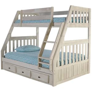 Light Ash Series Gray Twin over Full Size Bunkbed with Three Drawers