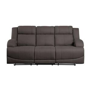 Darcel 81.5 in. W Straight Arm Microfiber Rectangle Manual Double Reclining Sofa in. Chocolate