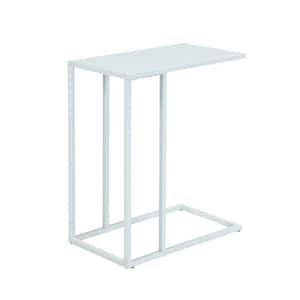 19 in. White Rectangle Metal End Table with Metal Frame and Tray Top