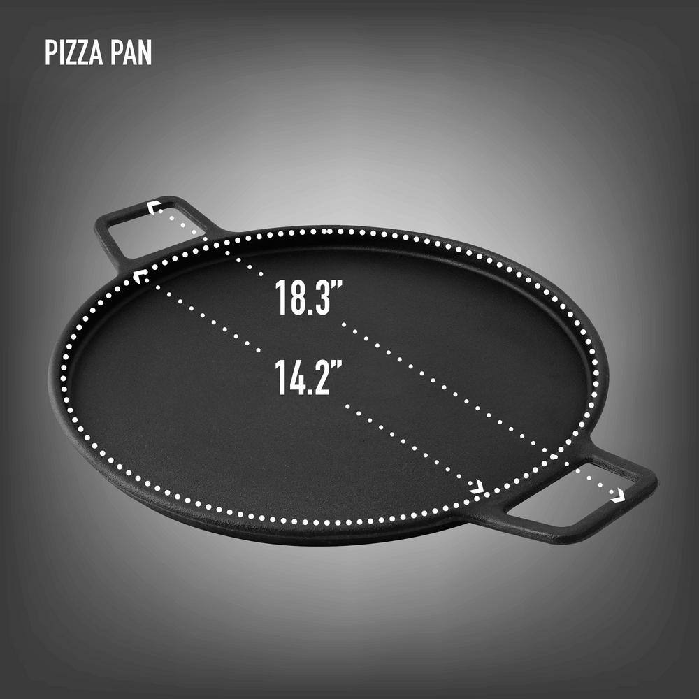 Kenmore 14" Black Cast-Iron Pizza Pan with Handles