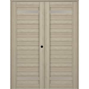 Perla 64 in. x 84 in. Left Hand Active 2-Lite Shambor Wood Composite Double Prehung Interior Door
