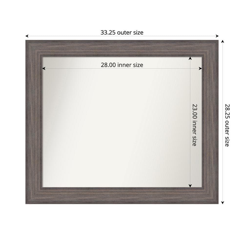 Country Barnwood 33.25 in. x 28.25 in. Custom Non-Beveled Wood Framed Bathroom Vanity Wall Mirror price history on PriceWatchPro