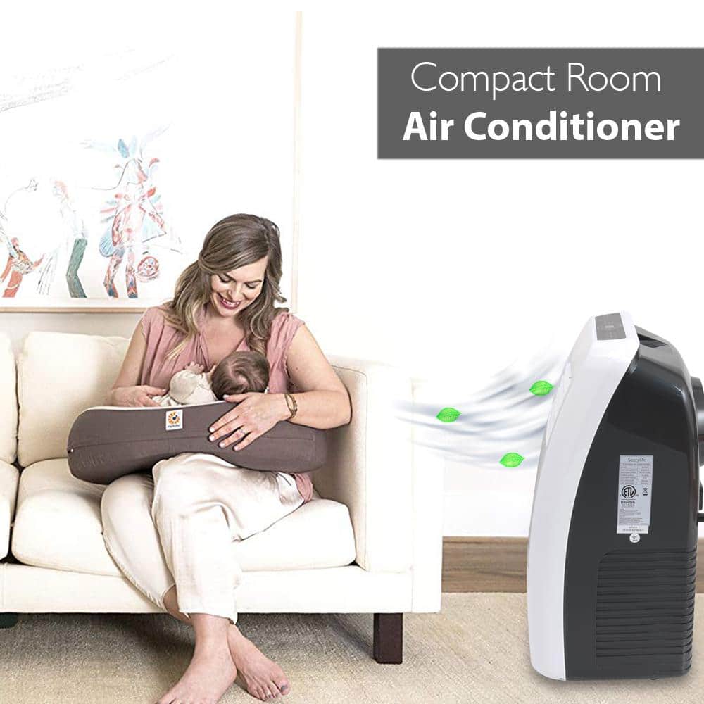 SereneLife 8,000 BTU White and Black Portable Air Conditioner with Remote