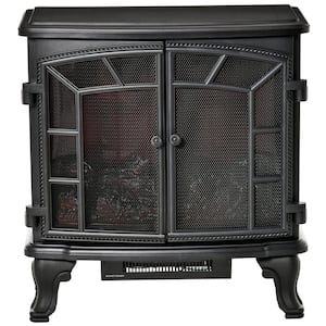 25 in. Electric Fireplace Wood Stove, Freestanding Fireplace Heater with Realistic Flames, Adjustable Brightness